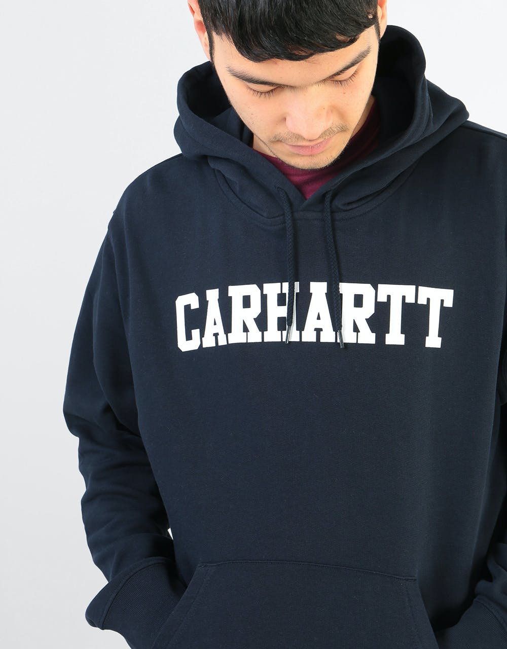 Carhartt WIP Hooded College Sweatshirt - Dark Navy/White