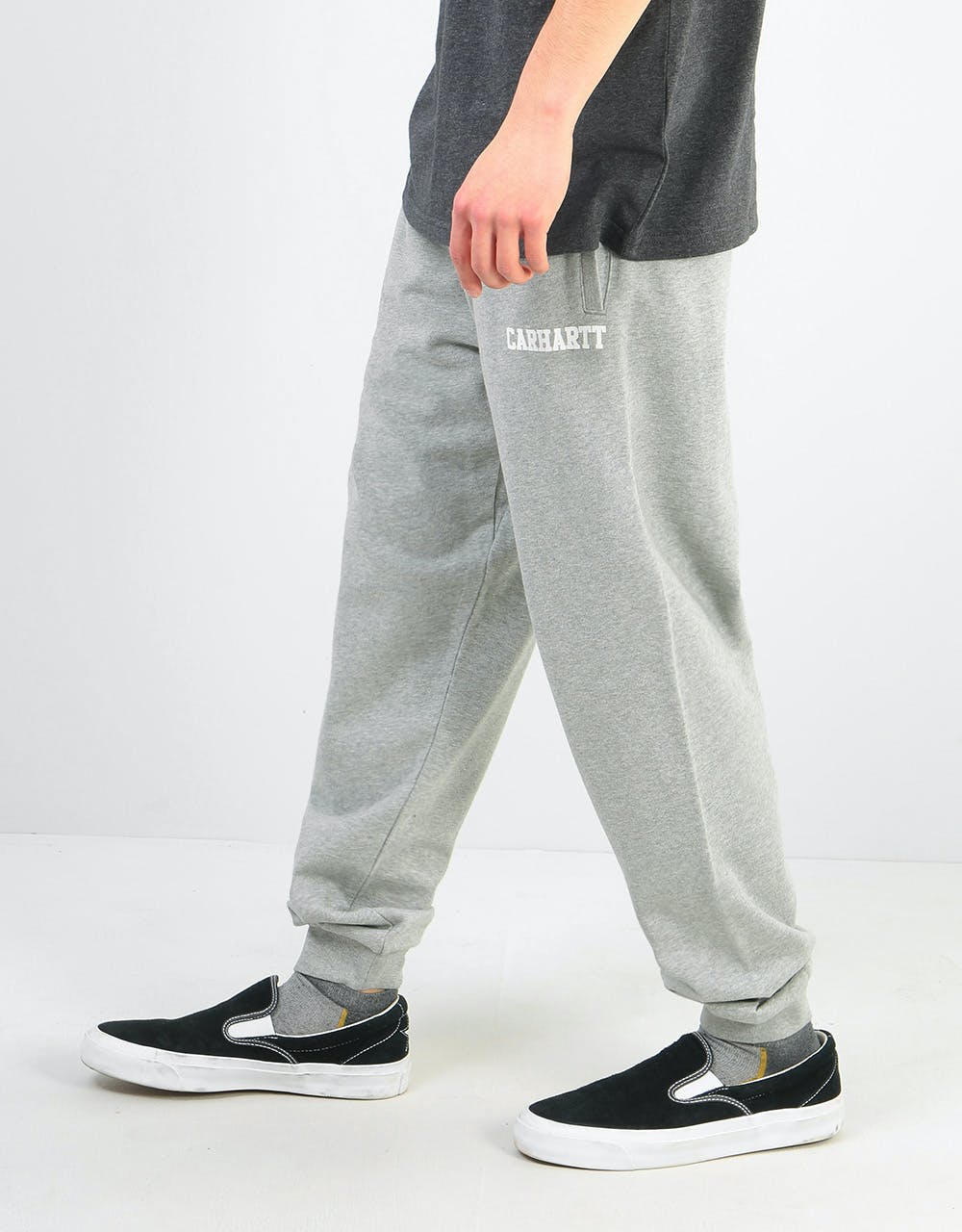 Carhartt WIP College Sweatpants - Grey Heather/White