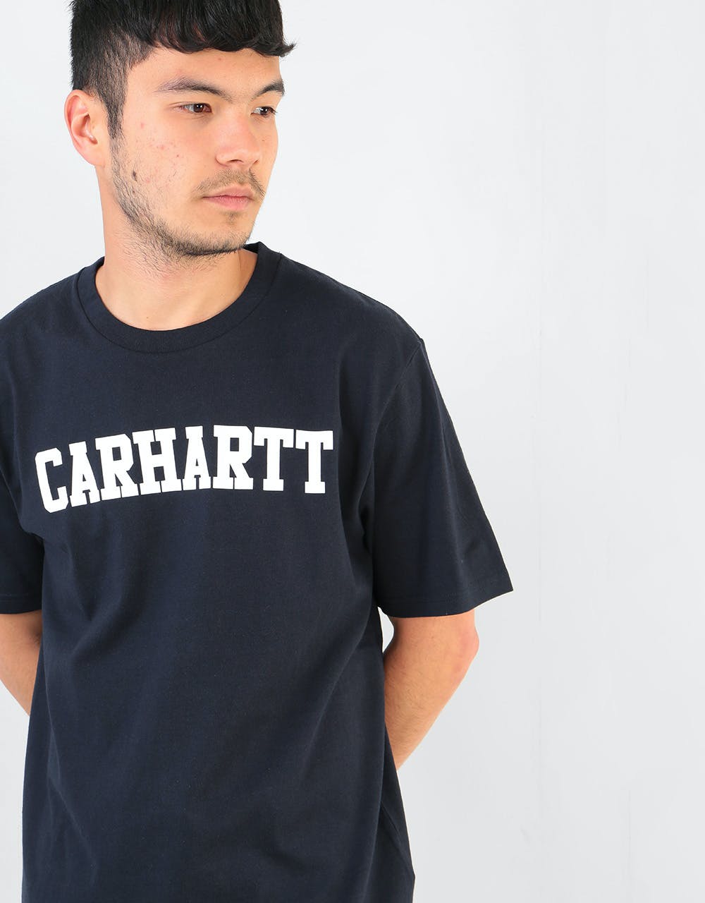 Carhartt WIP S/S College T-Shirt - Dark Navy/White
