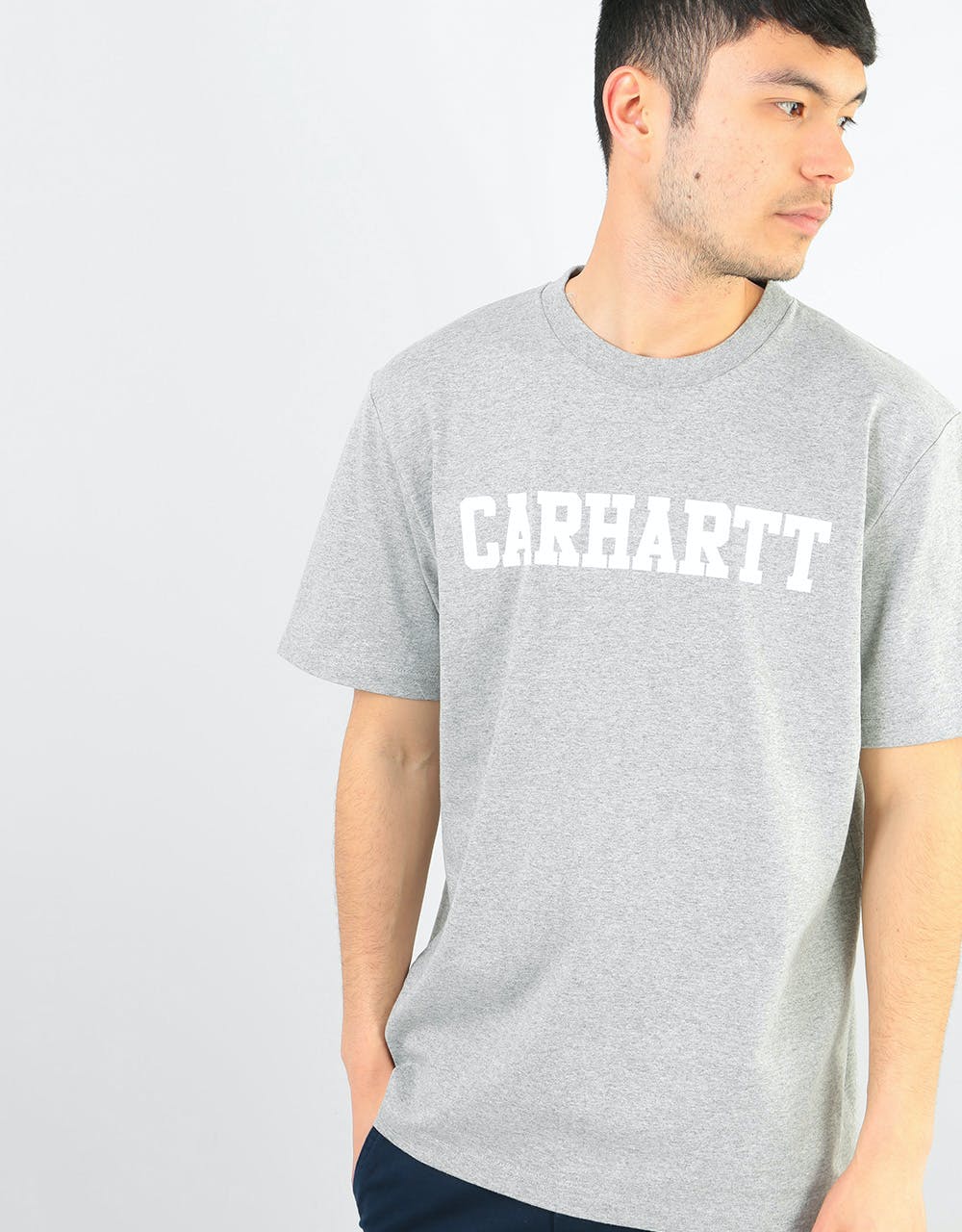 Carhartt WIP S/S College T-Shirt - Grey Heather/White