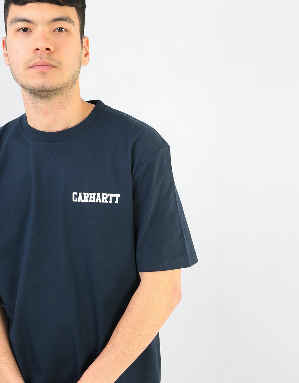 Carhartt WIP S/S College Script T-Shirt - Dark Navy/White