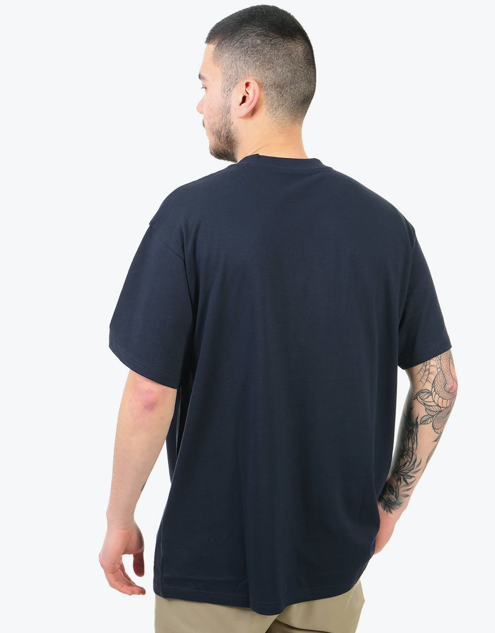Carhartt WIP S/S Script Embroidery T-Shirt - Dark Navy/White