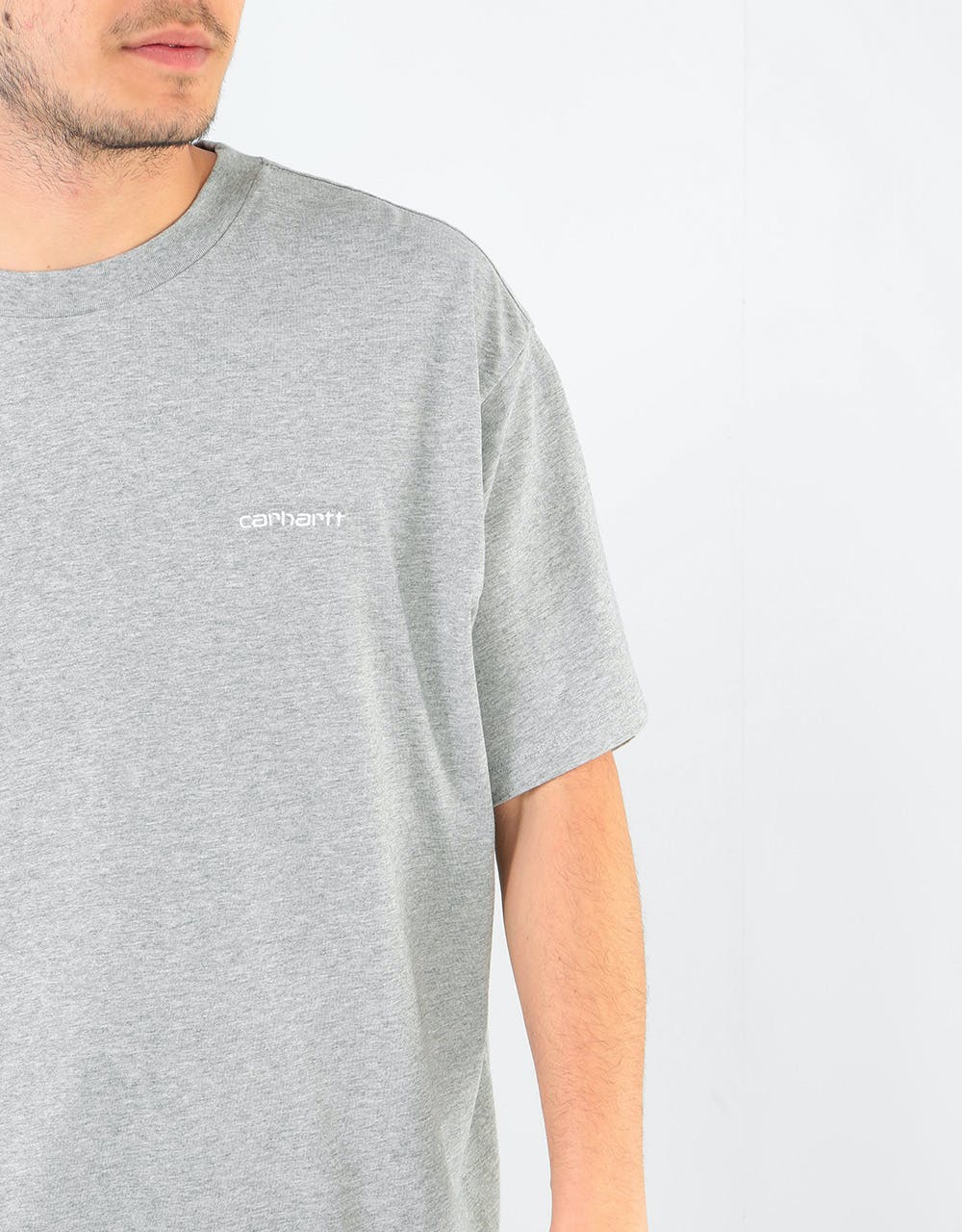 Carhartt WIP S/S Script Embroidery T-Shirt - Grey Heather/White