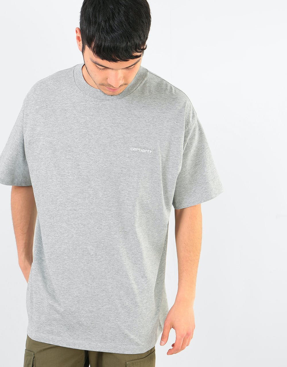 Carhartt WIP S/S Script Embroidery T-Shirt - Grey Heather/White