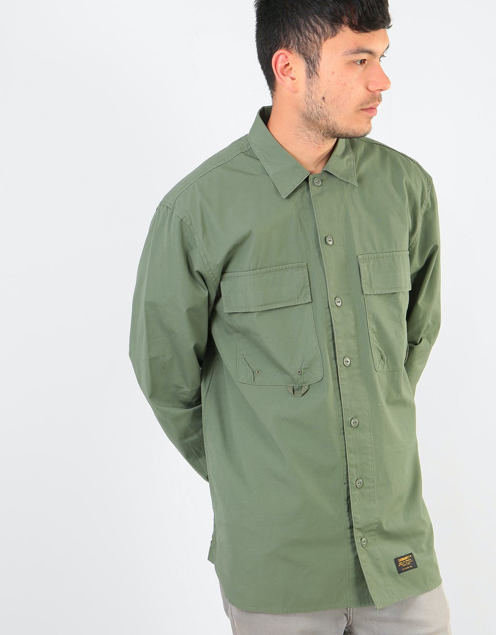 Carhartt WIP L/S Laxford Shirt - Dollar Green (Rinsed)