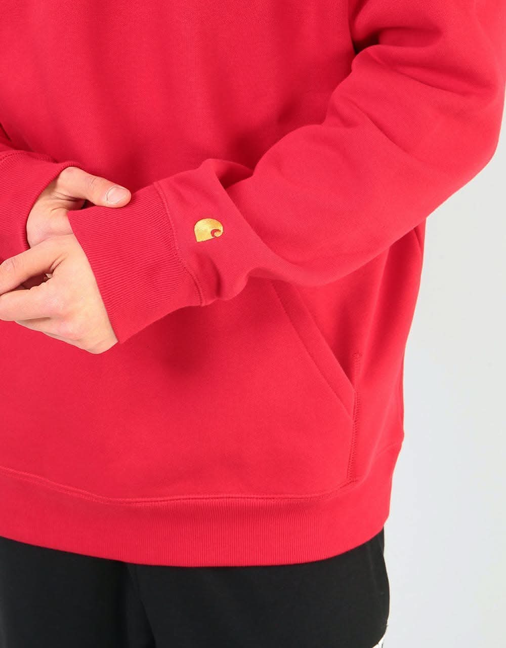 Carhartt WIP Hooded Chase Sweatshirt - Cardinal/Gold