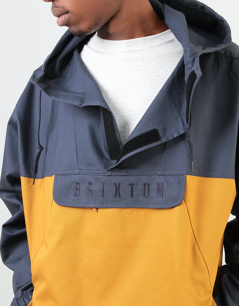 Brixton Breton Anorak Jacket - Washed Navy/Maize