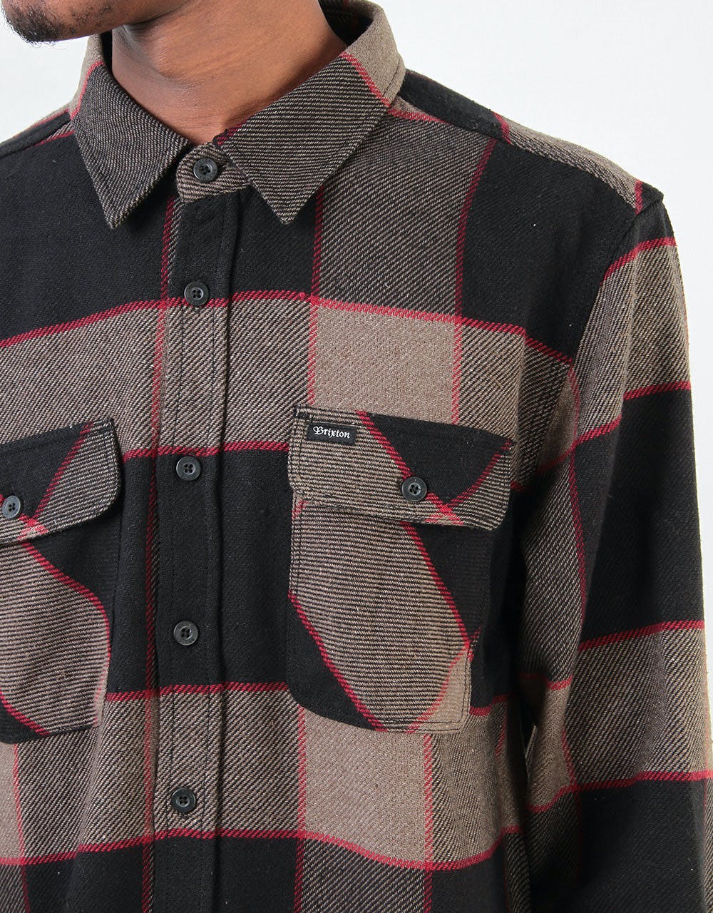 Brixton Bowery L/S Flannel Shirt - Heather Grey/Charcoal