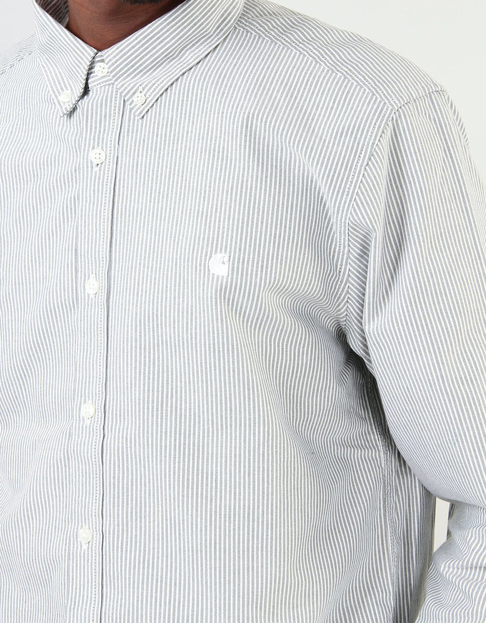 Carhartt WIP L/S Duffield Shirt - Chrome Green/White