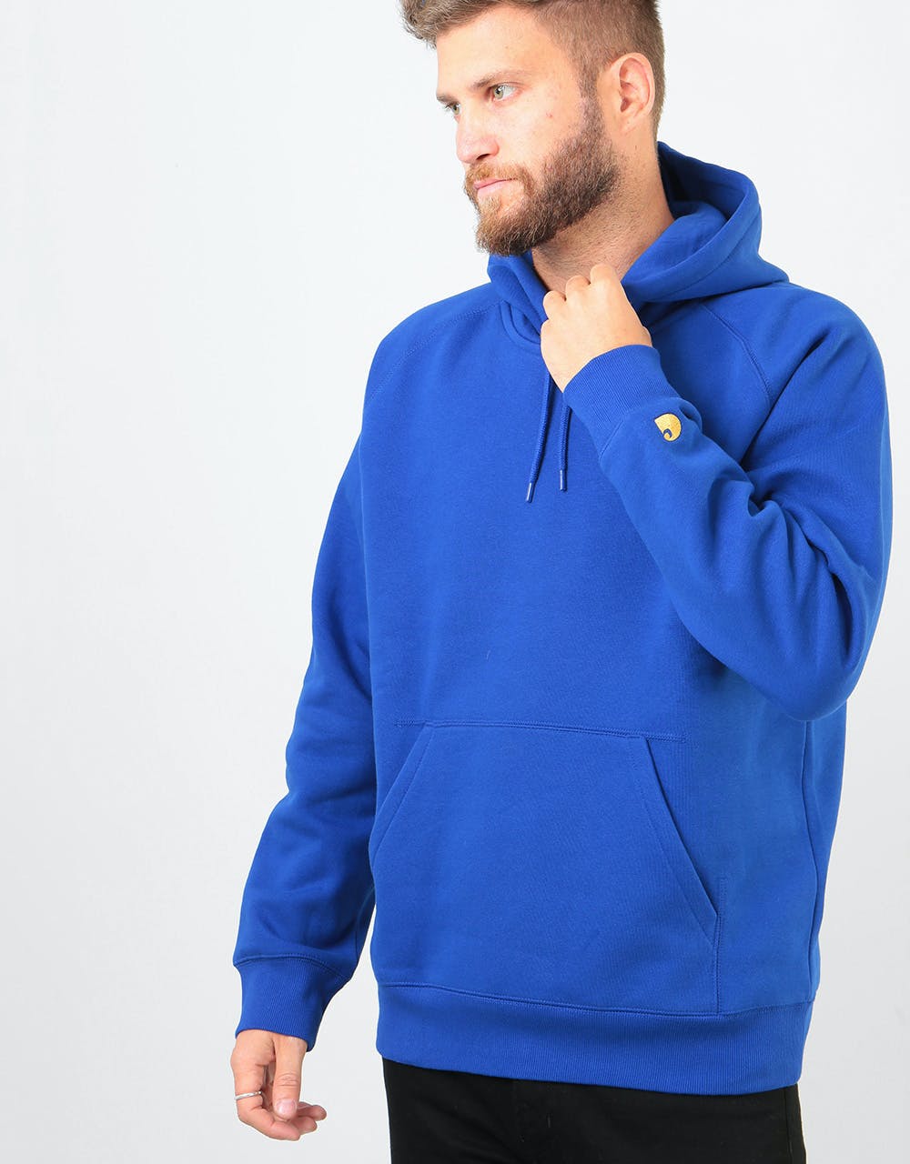 Carhartt WIP Hooded Chase Sweatshirt - Thunder Blue/Gold