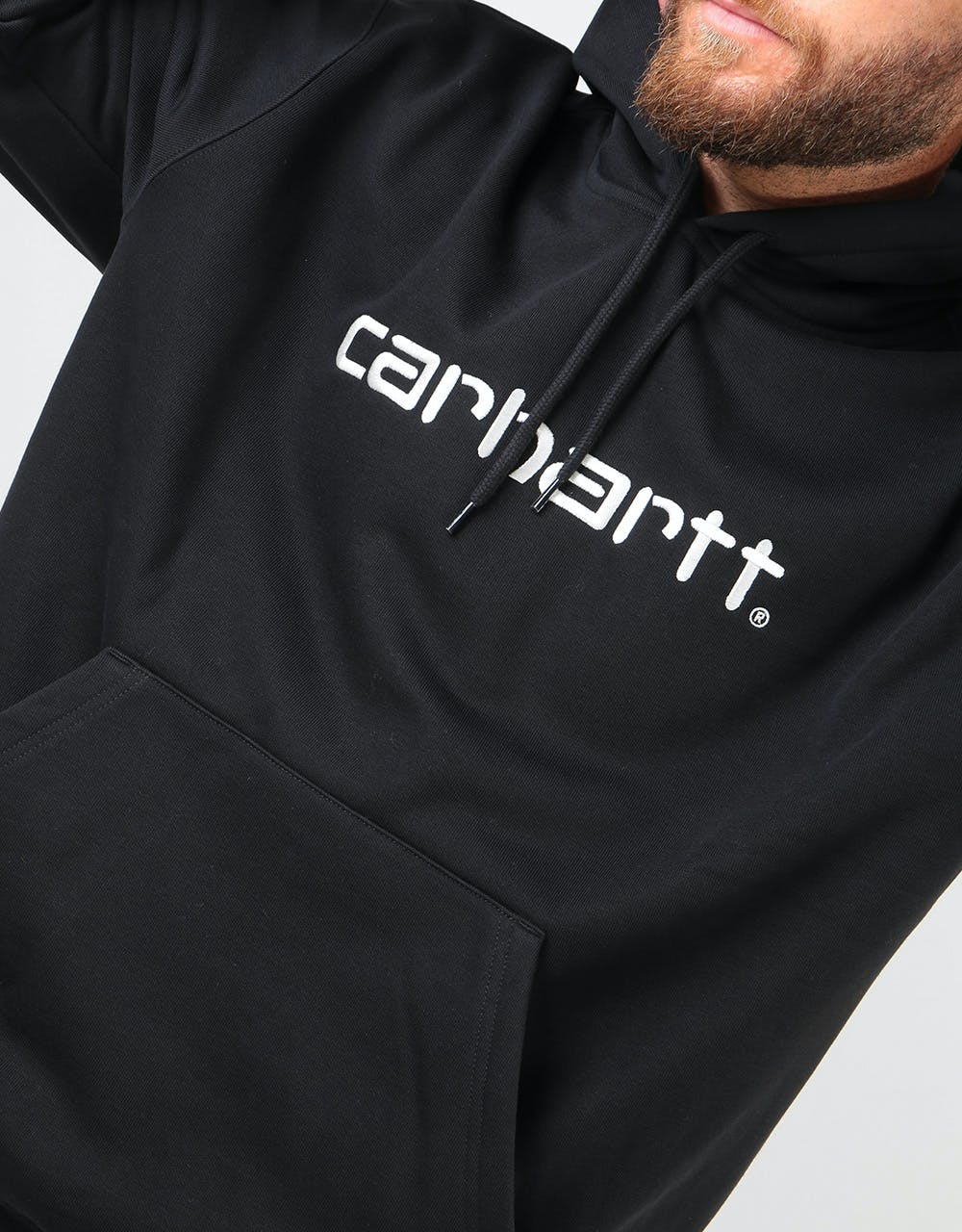 Carhartt WIP Hooded Sweatshirt - Black / White