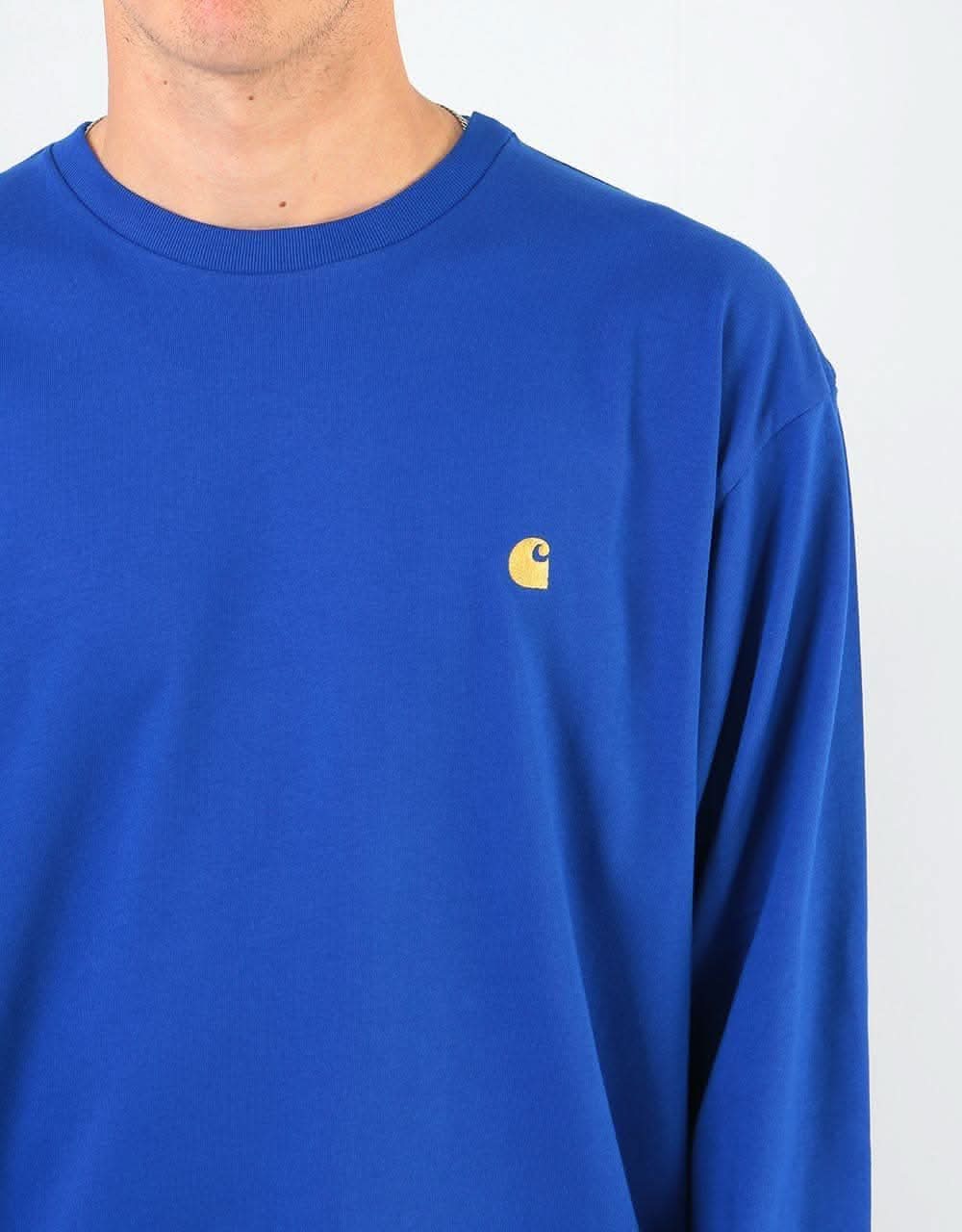 Carhartt WIP L/S Chase T-Shirt - Thunder Blue/Gold