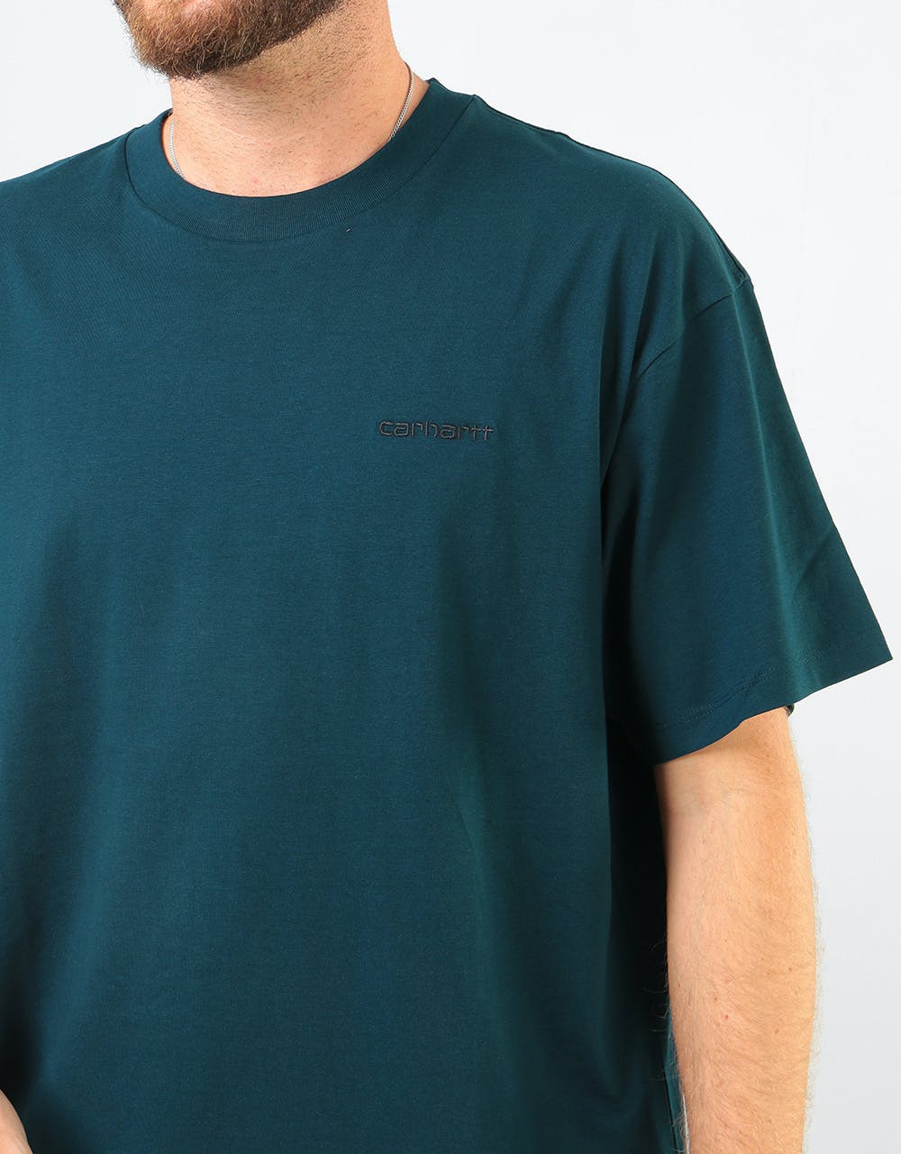 Carhartt WIP S/S Script Embroidery T-Shirt - Duck Blue/Black