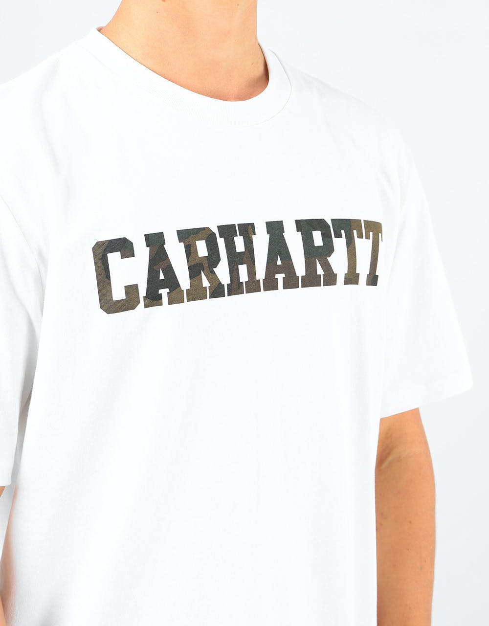 Carhartt WIP S/S College T-Shirt - White/Camo Evergreen