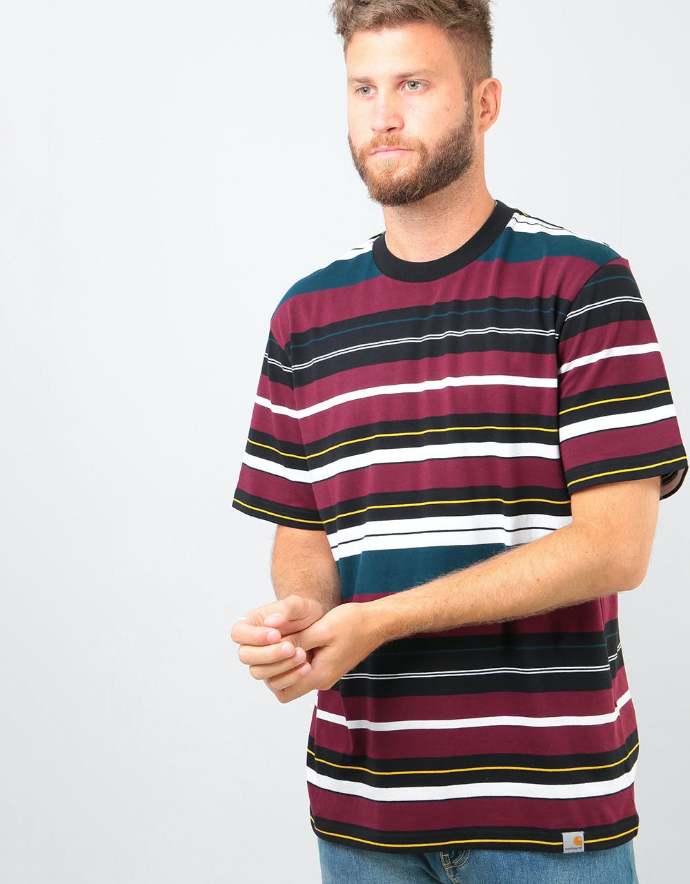 Carhartt WIP S/S Flint T-Shirt - Flint Stripe/Merlot