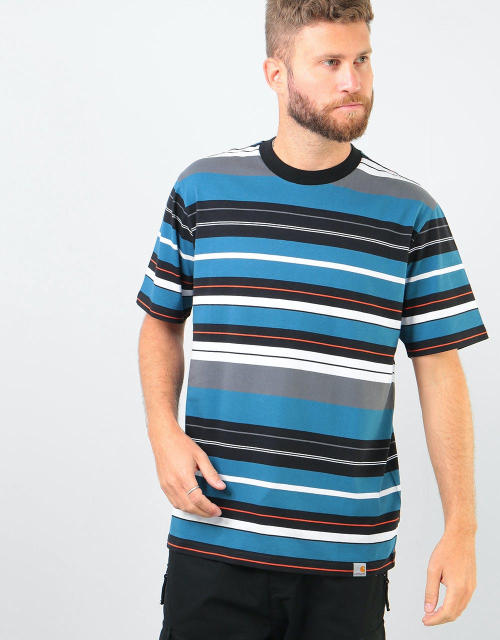 Carhartt WIP S/S Flint T-Shirt - Flint Stripe/Prussian Blue