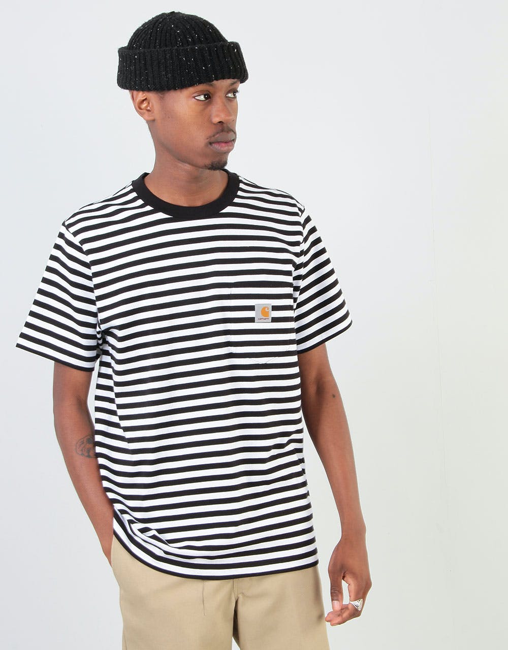 Carhartt WIP S/S Haldon Pocket T-Shirt - Haldon Stripe/Black/White