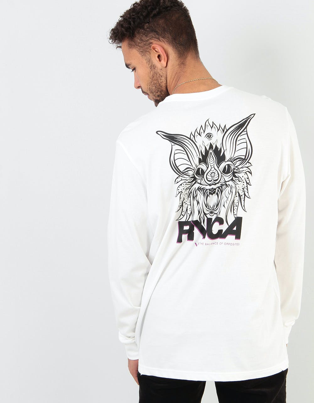 RVCA Screaming Bat L/S T-Shirt - Antique White