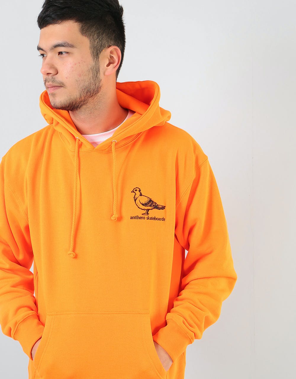 Anti Hero Lil Pigeon Embroidered Pullover Hoodie - Safety Orange