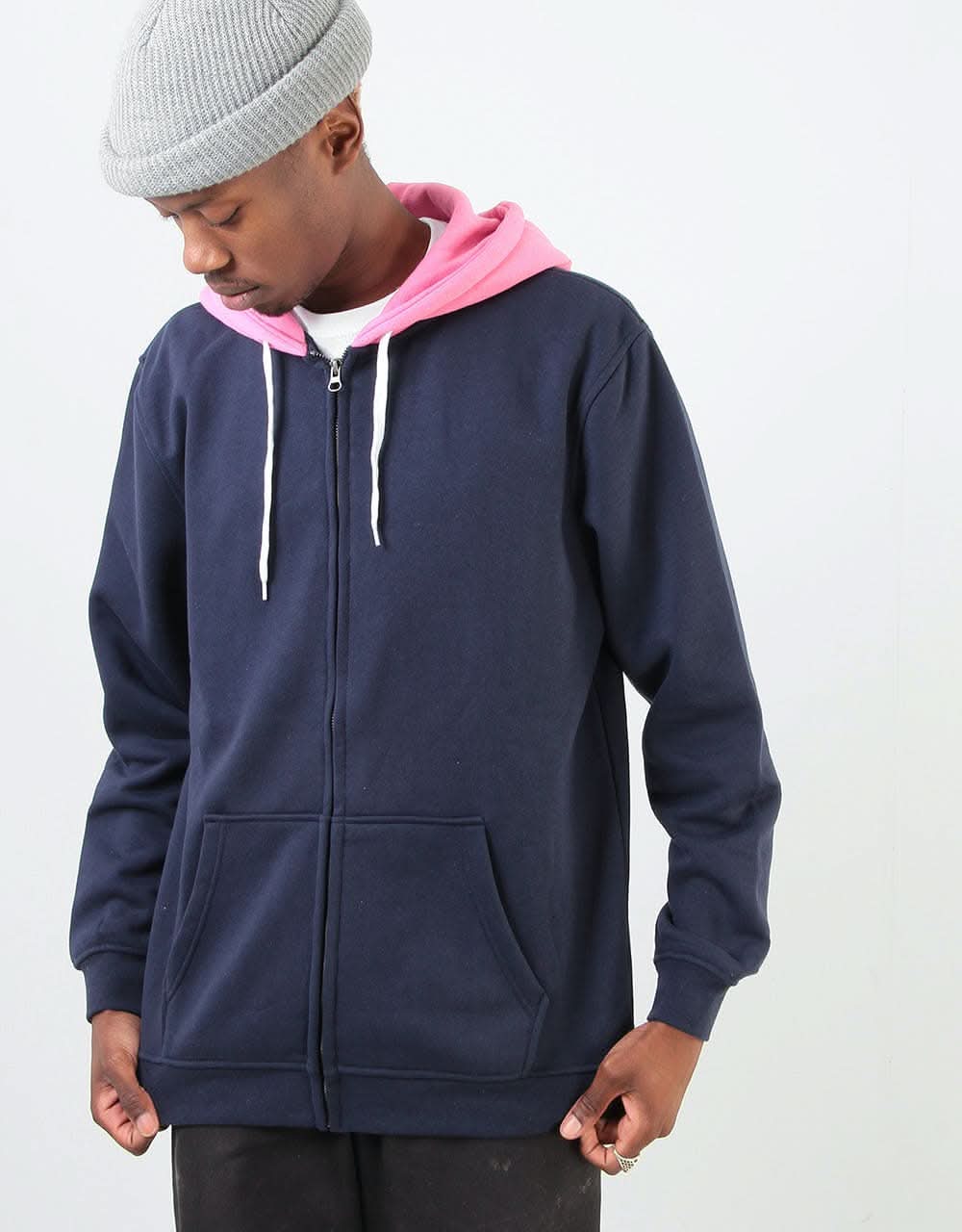 Santa Cruz Halo Zip Hoodie - Dark Navy/Orchid Pink