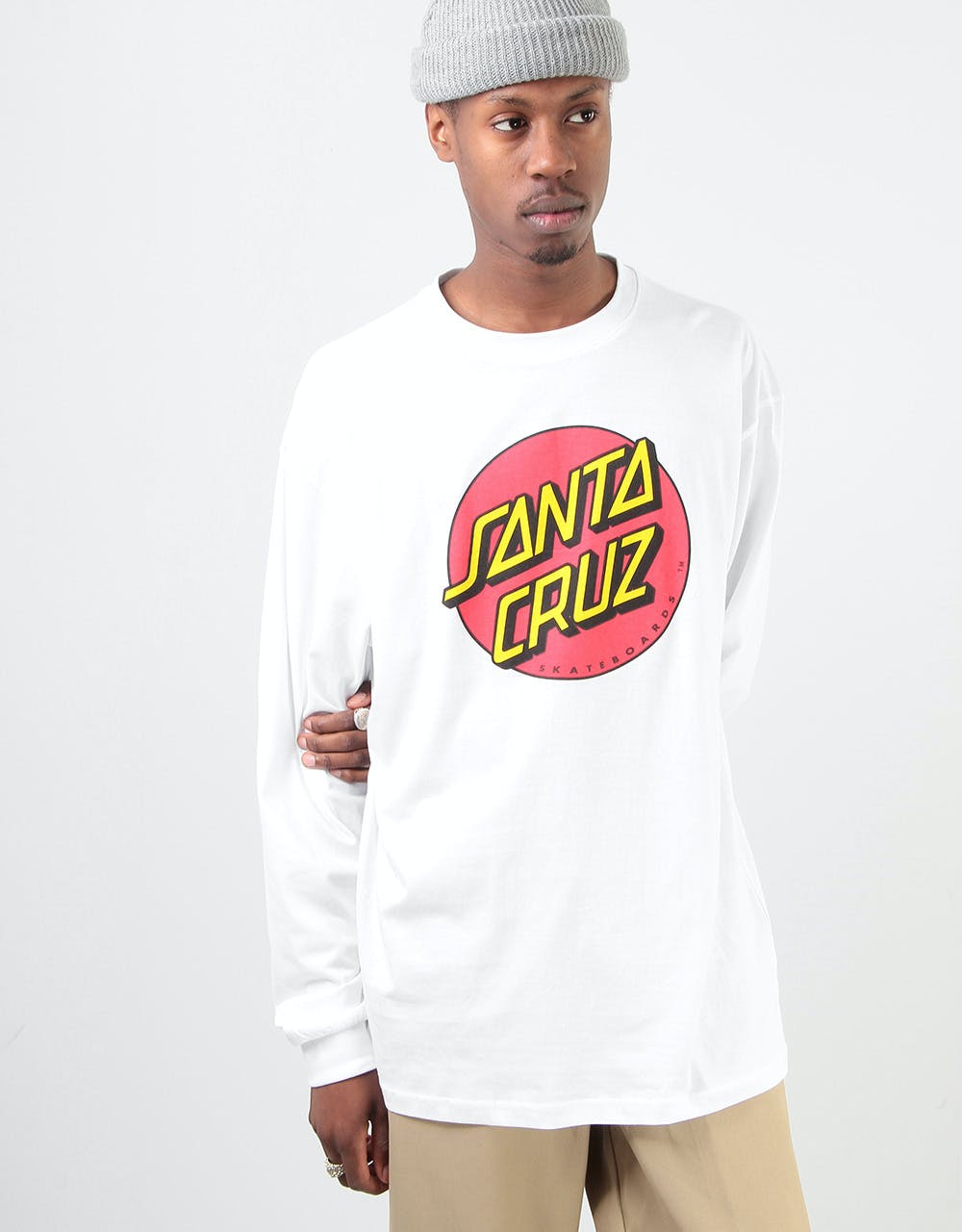 Santa Cruz Classic Dot L/S T-Shirt - White