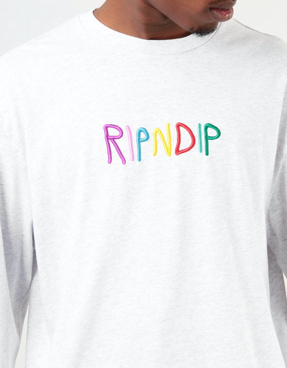 RIPNDIP EMB Logo L/S T-Shirt - Heather Grey