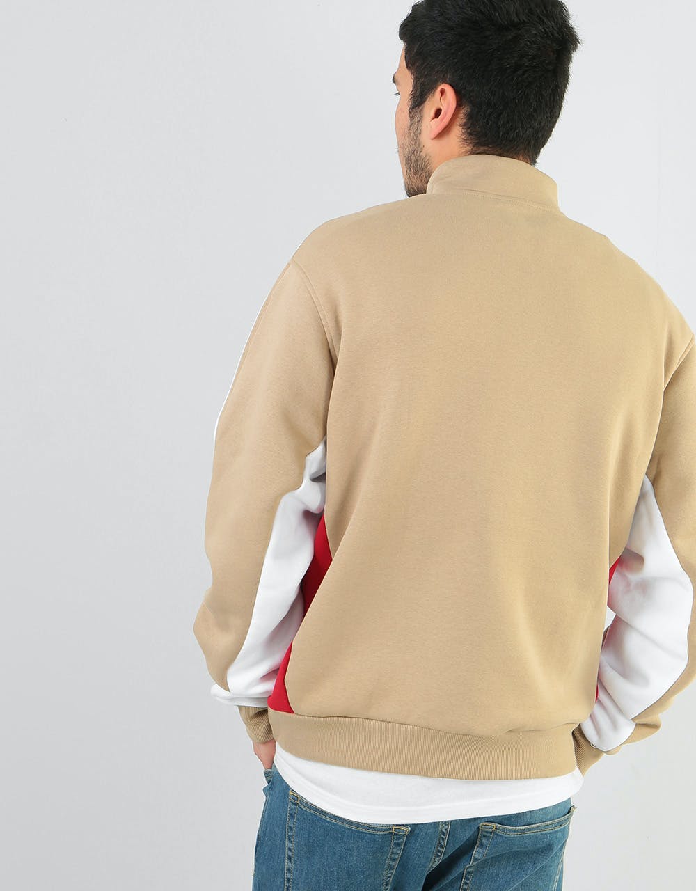 Adidas Modular 1/4 Zip Sweatshirt - Hemp/White/Power Red