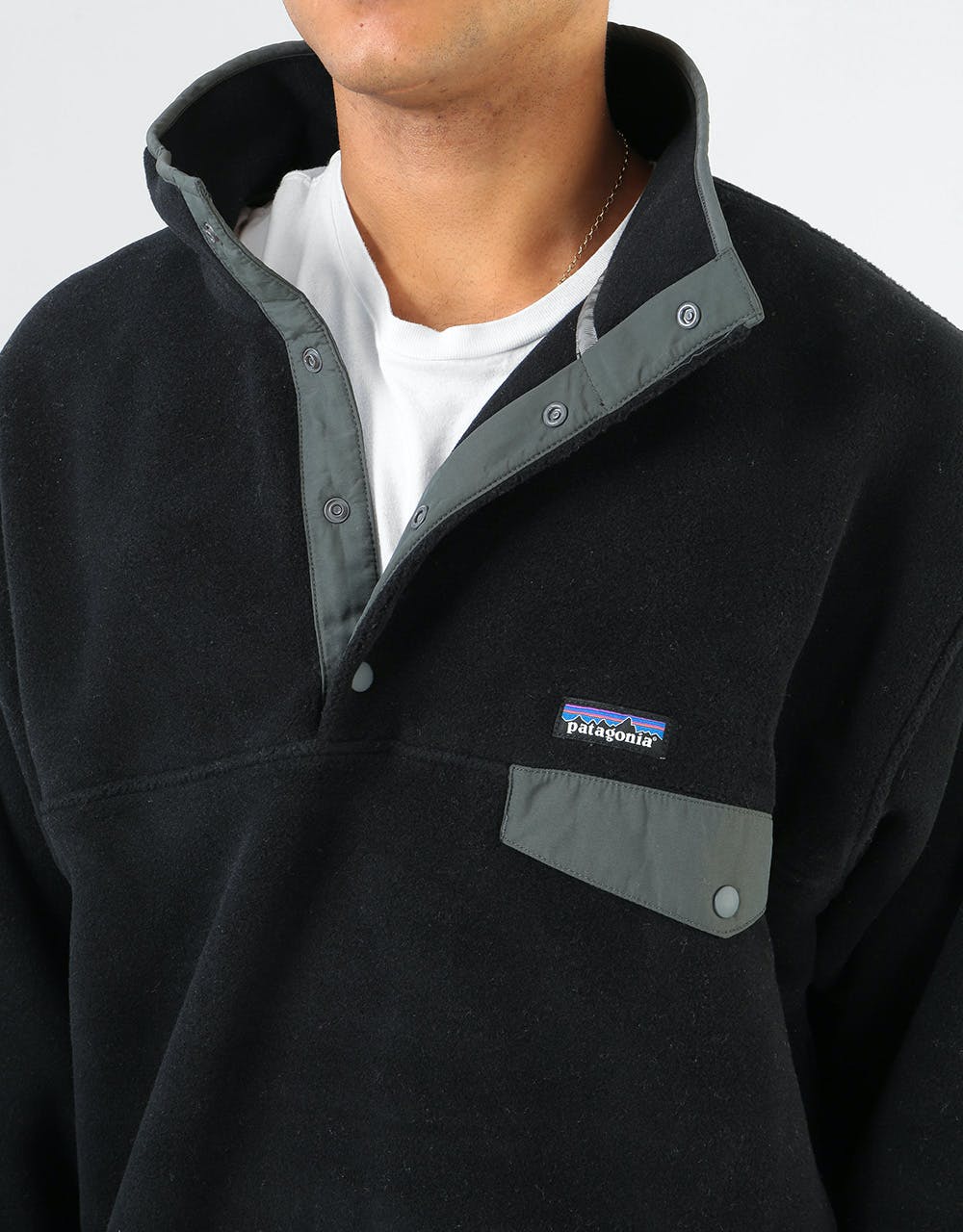 Patagonia Synchilla Snap-T Pullover - Black w/ Forge Grey
