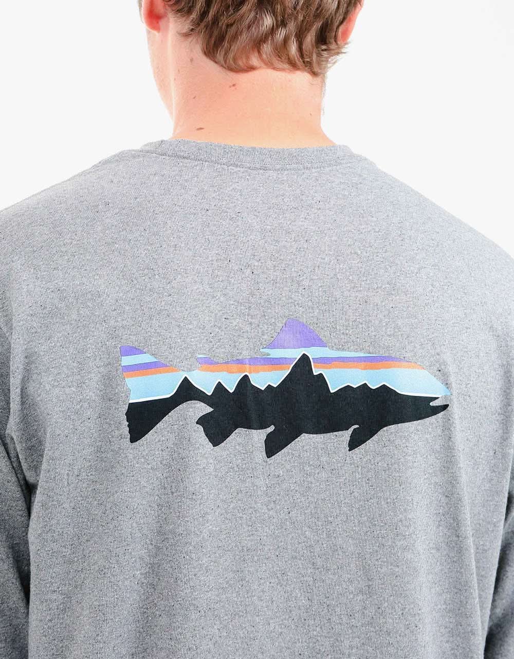 Patagonia L/S Fitz Roy Trout Responsibili-Tee - Gravel Heather