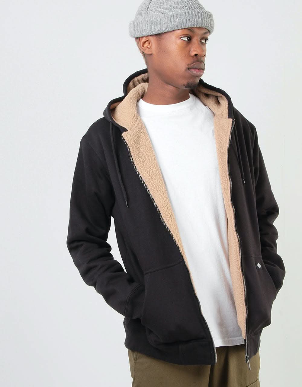 Dickies Frenchburg Sherpa Lined Zip Hoodie - Black – Route One