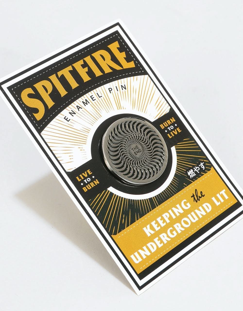 Spitfire Swirl Pin - Silver/Black