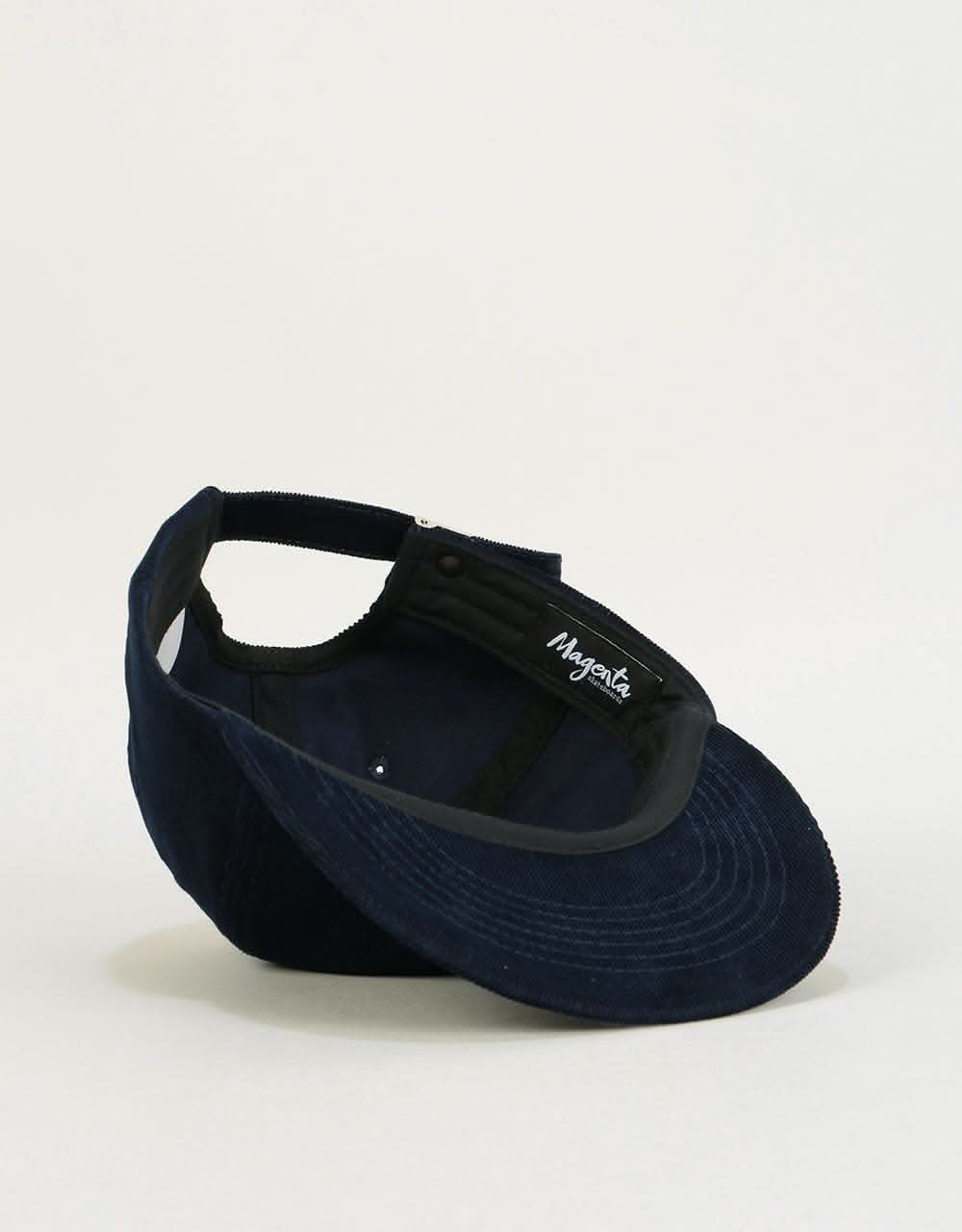 Magenta Corduroy 6 Panel Cap - Dark Navy Corduroy