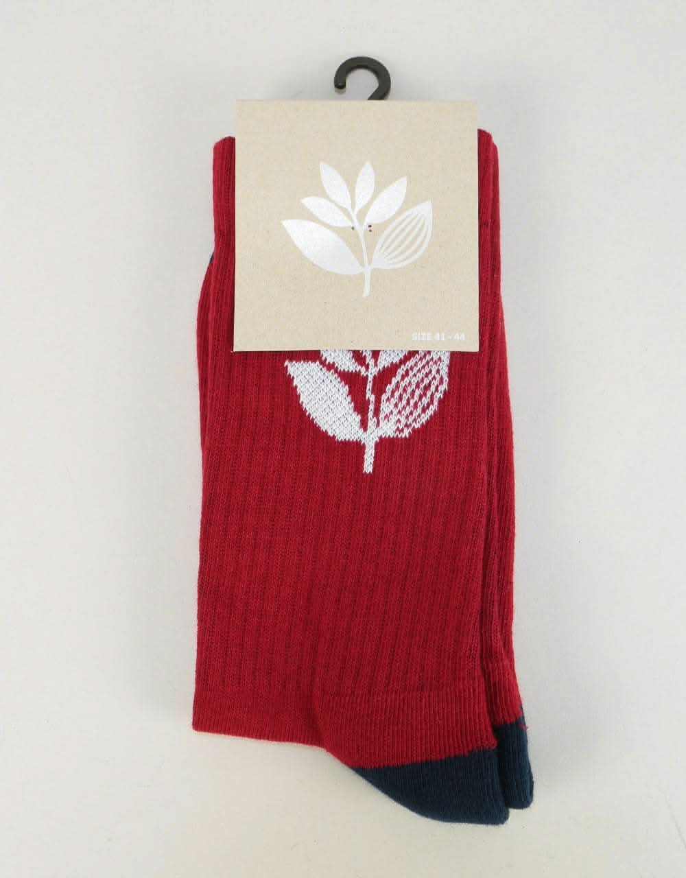 Magenta Plant Socks - Burgundy/Navy/White