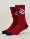 Magenta Plant Socks - Burgundy/Navy/White