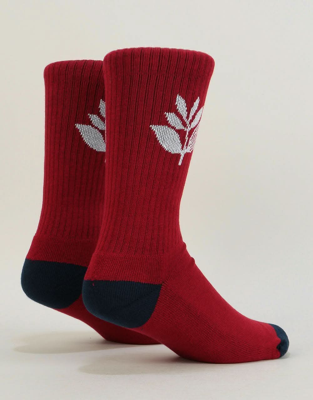 Magenta Plant Socks - Burgundy/Navy/White