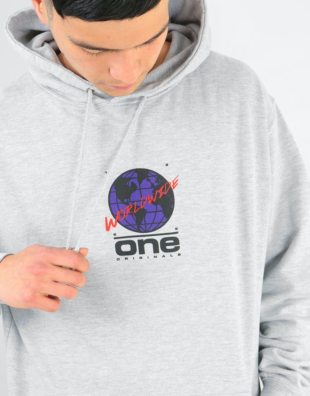 Route One Global Pullover Hoodie - Heather Grey