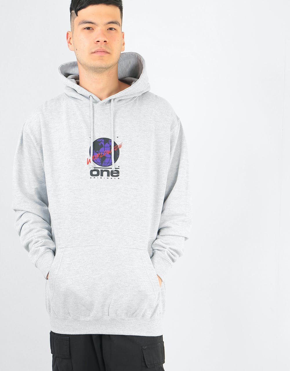 Route One Global Pullover Hoodie - Heather Grey