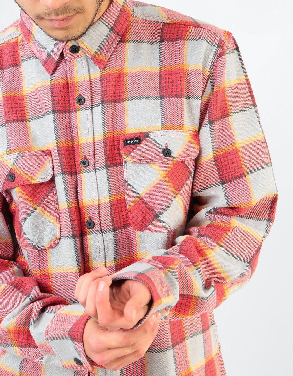 Brixton Bowery L/S Flannel Shirt - Red/Grey