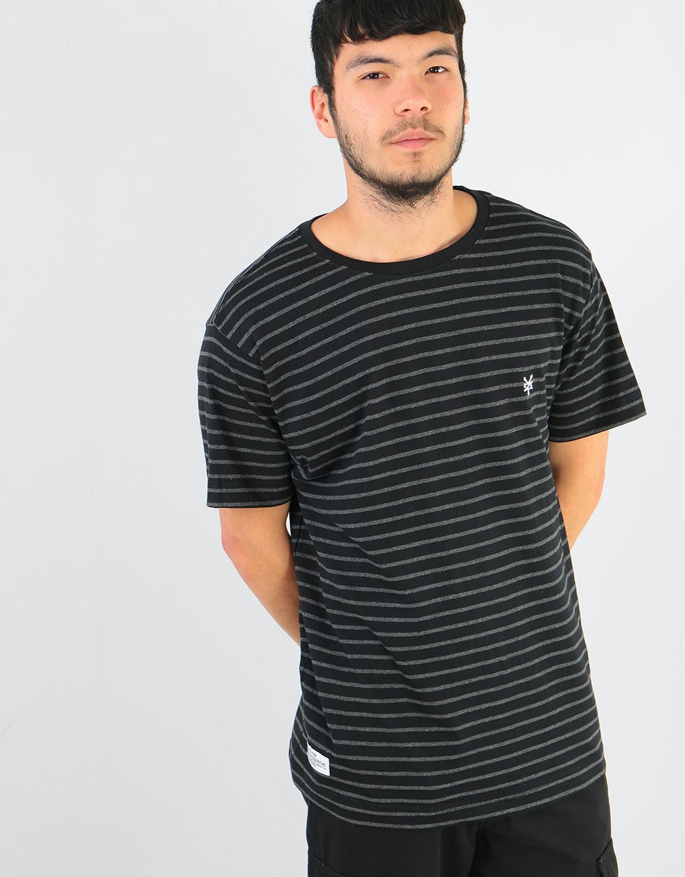 Zoo York Logo Fine Stripe T-Shirt - Black/Charcoal