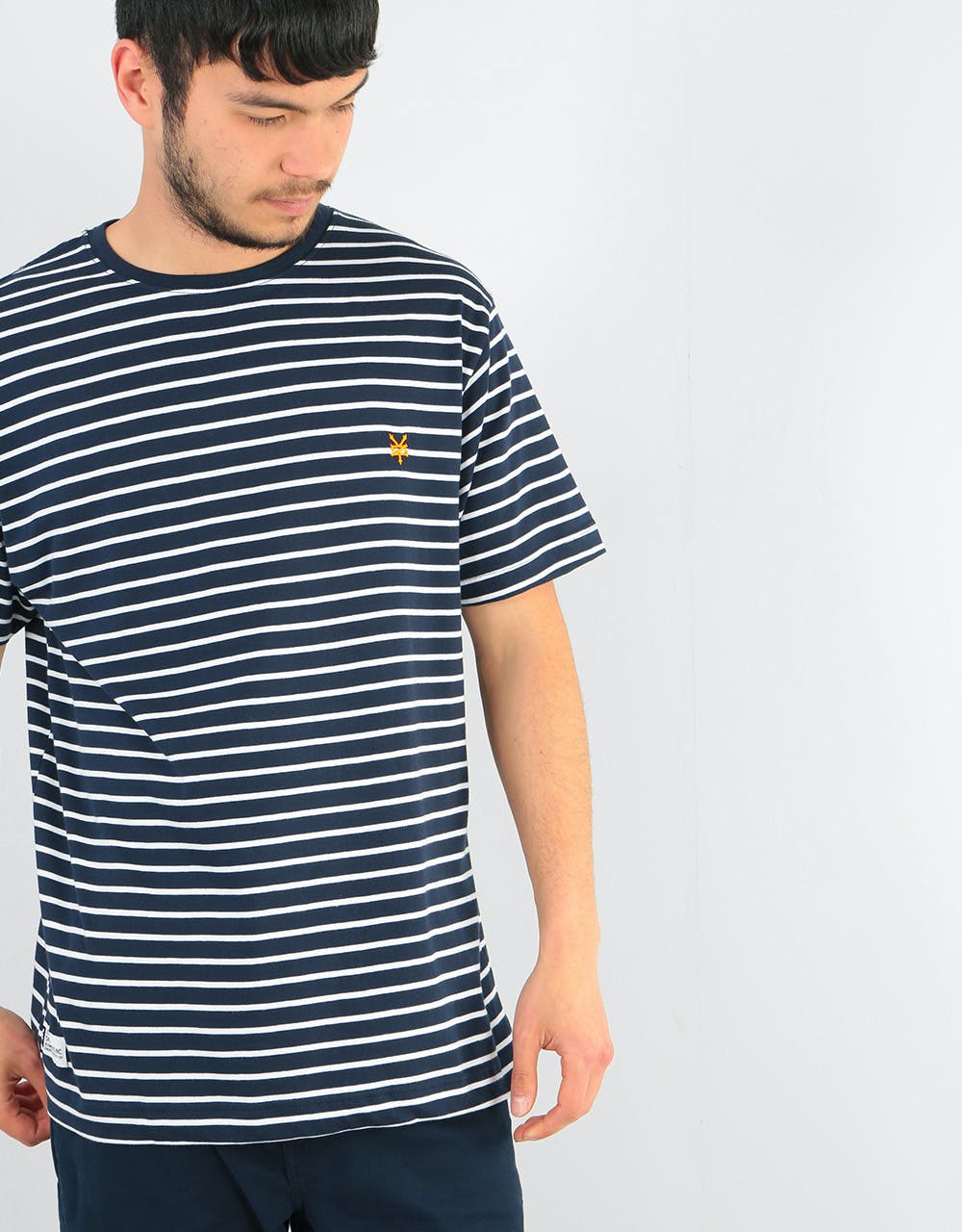 Zoo York Logo Fine Stripe T-Shirt - Navy/White