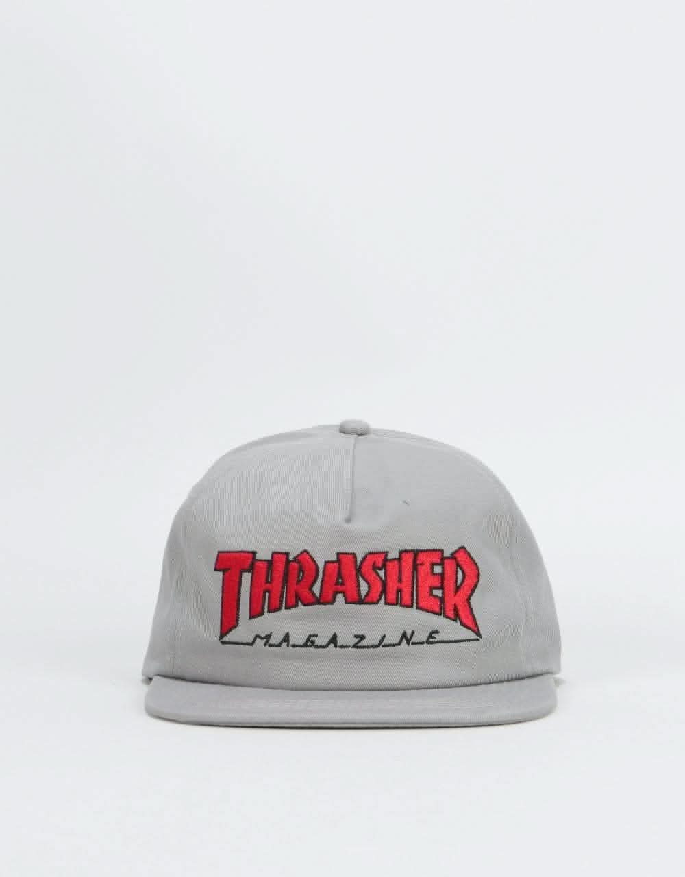 Thrasher Outlined Snapback Cap - Grey/Red