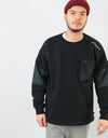 Converse Mixed Media Ripstop Sweatshirt - Black