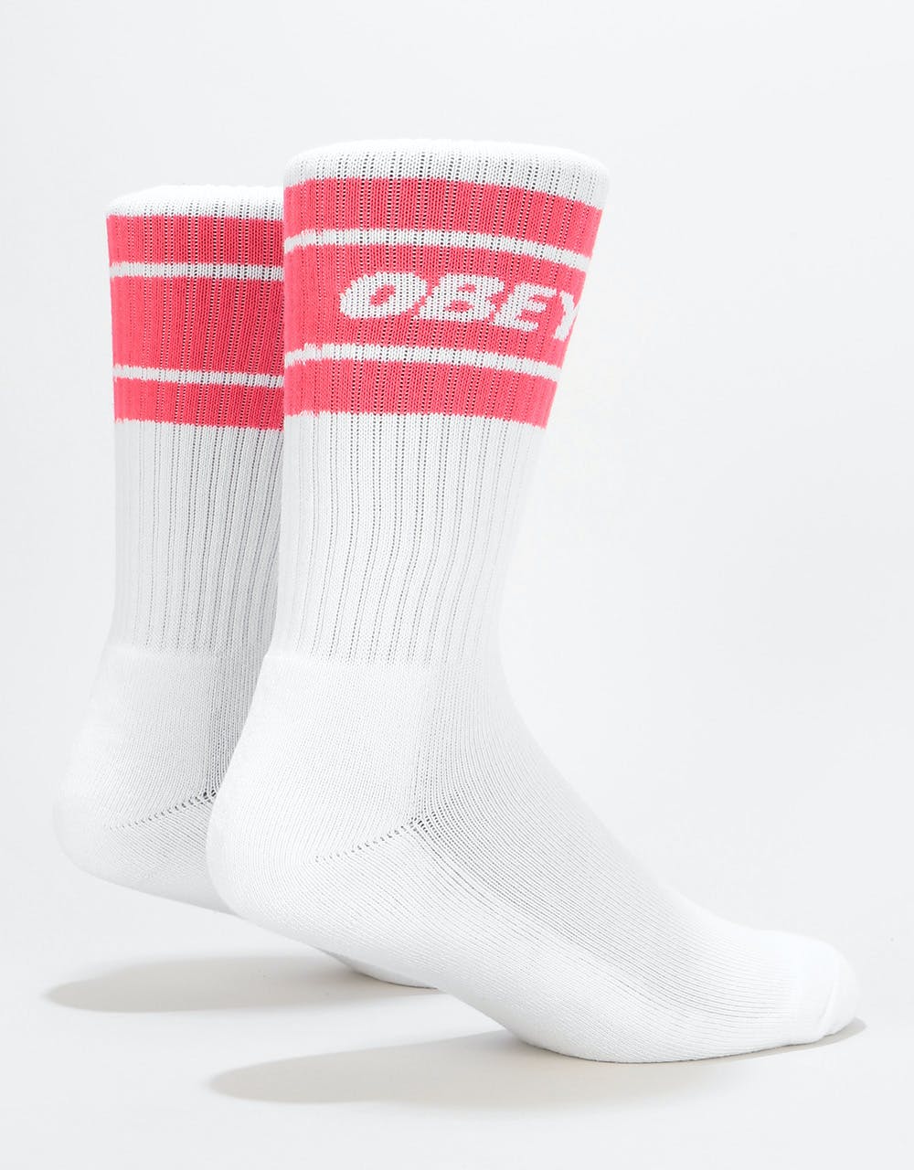 Obey Cooper II Socks - White/Coral Pink