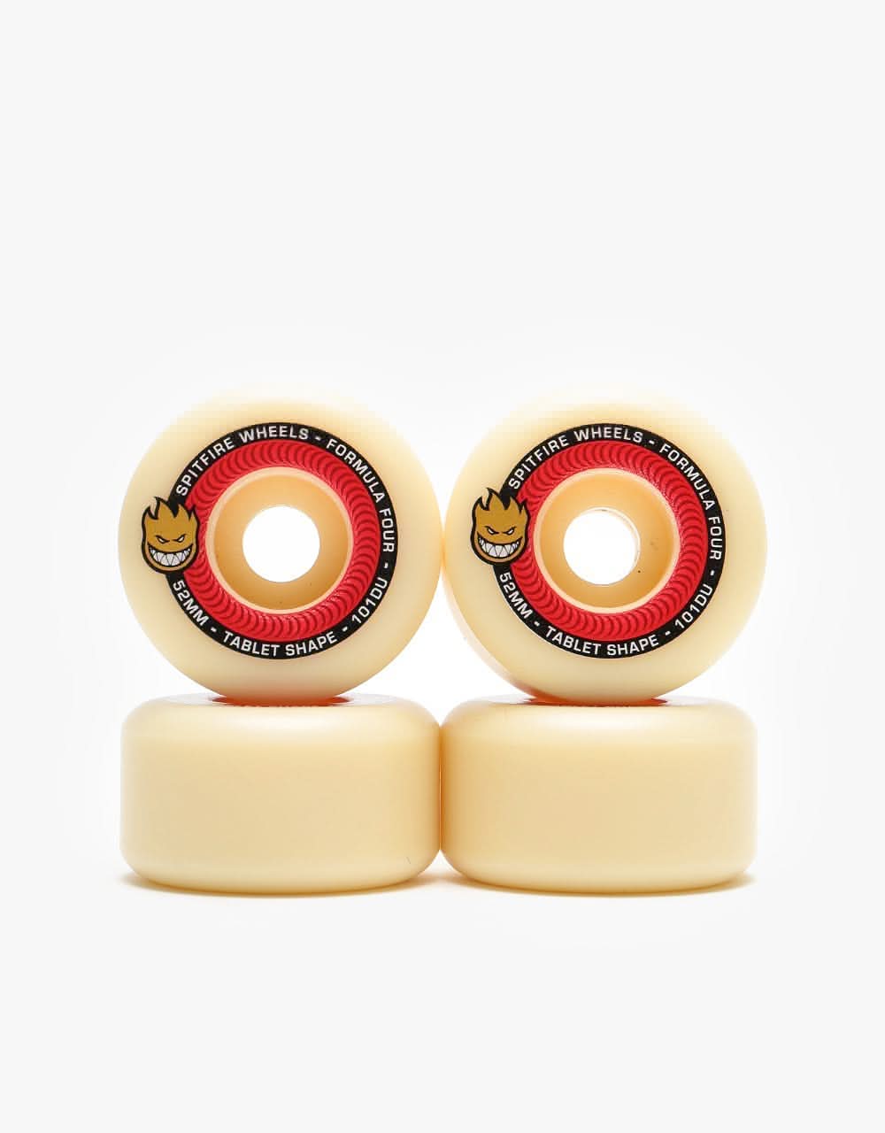 Spitfire Formula Four Tablets 101DU Ruote Per Skateboard - Natural/Red 52mm - Uretano Ad Alte Prestazioni