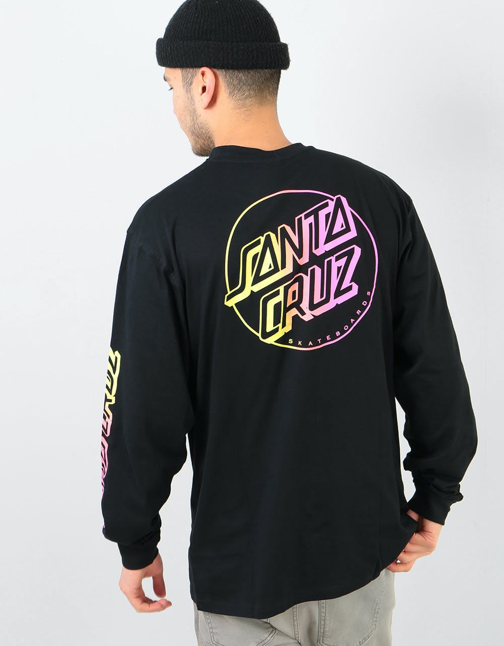 Santa Cruz Opus Dot Stripe Fade L/S T-Shirt - Black