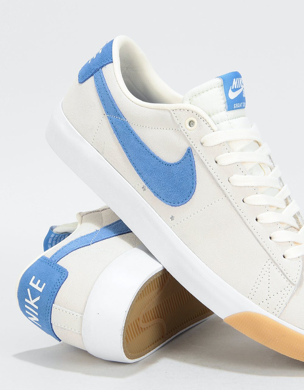 Nike SB Blazer Low GT Skate Shoes - Pale Ivory/Pacific Blue-White