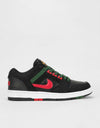 Nike SB Air Force II Low Skate Shoes - Black/Gym Red-Deep Forest
