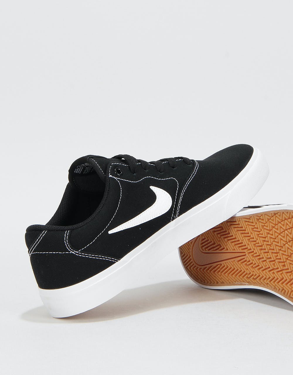Nike SB Charge Solarsoft Canvas Skate Shoes - Black/White-Black-Gum