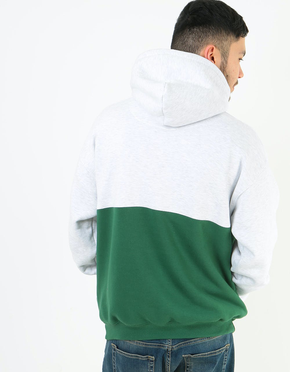 Magenta Outline Duo Pullover Hoodie - Ash/Forest Green