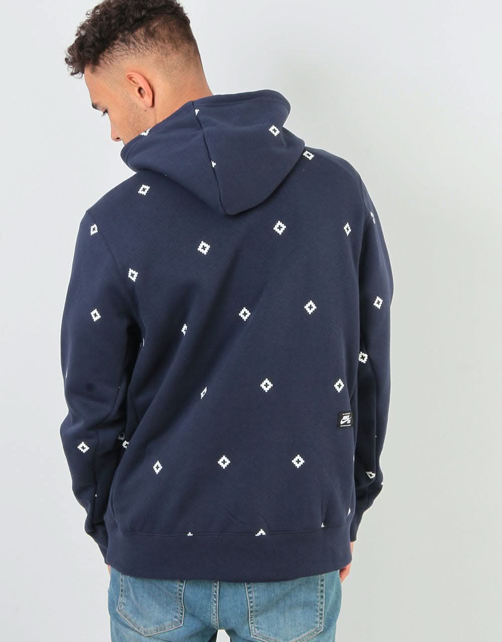 Nike SB Diamond Icon Pullover Hoodie - Obsidian/Sail/Bright Crimson